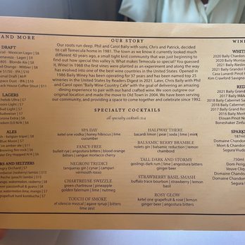 Baily's Old Town - Drink menu - New American Near Me - Temecula, California