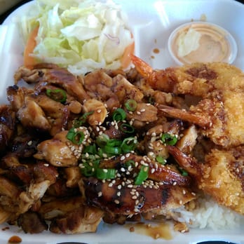 Bom Bom Grill - Chicken and fried shrimp plate - Asian Fusion Near Me - Bellflower, California