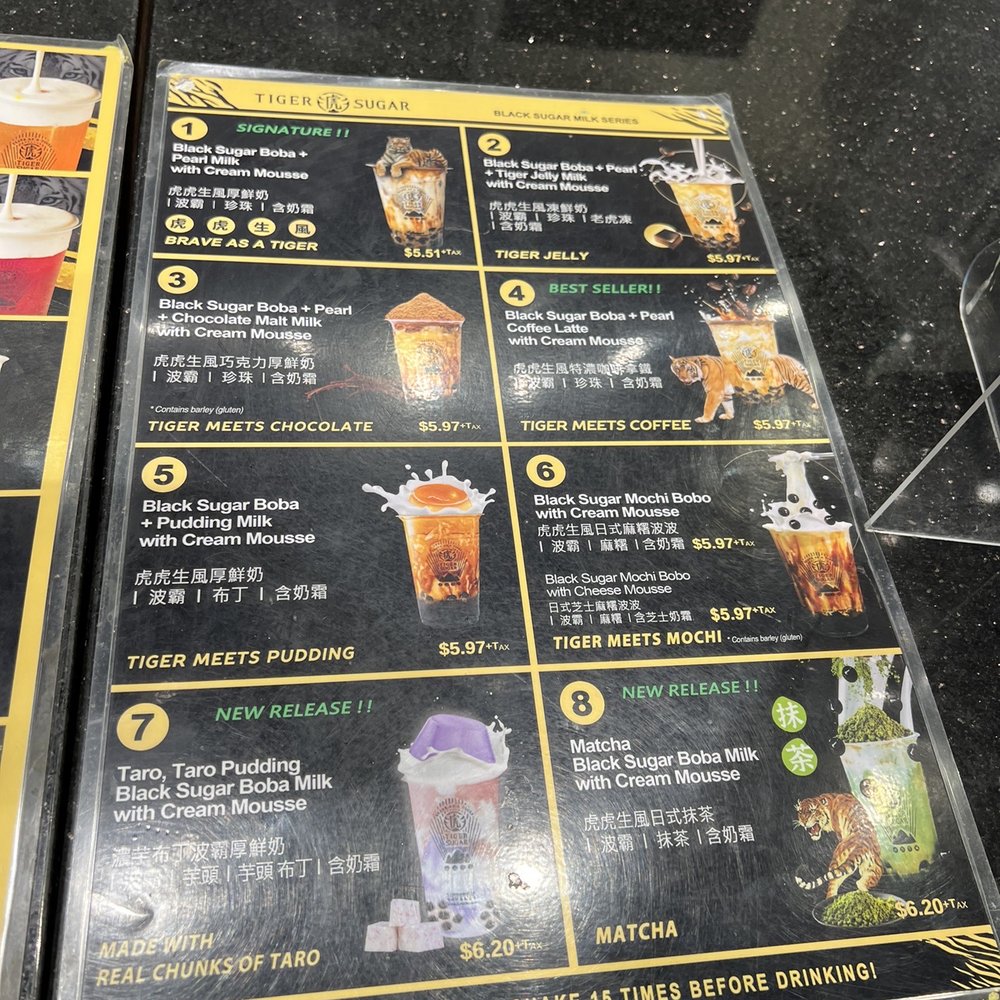 Tiger Sugar - Menu - Bubble Tea Near Me - New York, New York Tiger Sugar - Menu - Bubble Tea Near Me - New York, New York