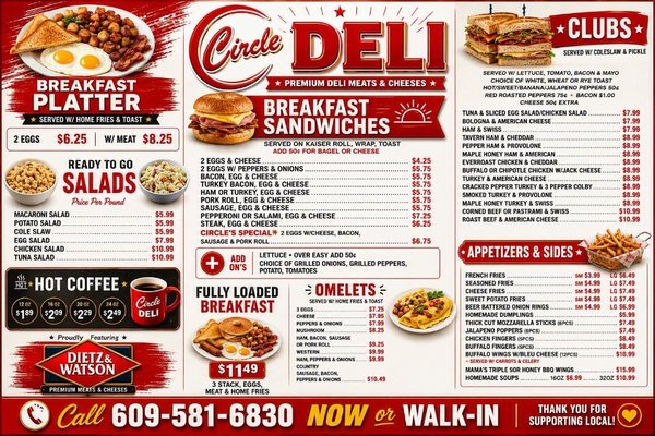 Menu photo 2 Circle Deli Hamilton, NJ Menu photo 2 Circle Deli Hamilton, NJ