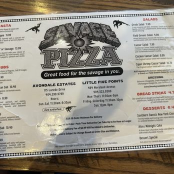 Savage Pizza - Menu 3/25 - Pizza Near Me - Kennesaw, Georgia Savage Pizza - Menu 3/25 - Pizza Near Me - Kennesaw, Georgia