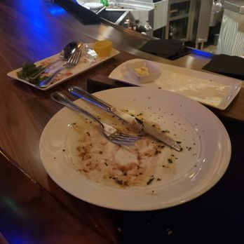 Eddie V's Prime Seafood - Crab Cake plate not removed. - Seafood Near Me - Paramus, New Jersey