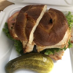 Caffe Barista & Deli - Chipotle Chicken sandwich on pretzel bun. Decent spice to it