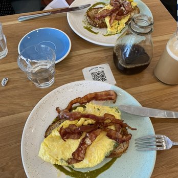 Bluestone Lane Manhattan Beach Café - folded chimichurri eggs & bacon toast - Coffee & Tea Near Me - Manhattan Beach, California Bluestone Lane Manhattan Beach Café - folded chimichurri eggs & bacon toast - Coffee & Tea Near Me - Manhattan Beach, California