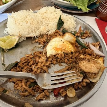Djan's Thai Restaurant - Chicken Basil Krapao Chicken + Fried Egg - Thai Near Me - Seattle, Washington Djan's Thai Restaurant - Chicken Basil Krapao Chicken + Fried Egg - Thai Near Me - Seattle, Washington