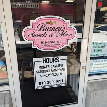 Burneys Sweets & More - a sign in the window - Bakeries Near Me - Smithfield, North Carolina Burneys Sweets & More - a sign in the window - Bakeries Near Me - Smithfield, North Carolina