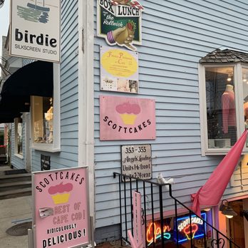 ScottCakes - a storefront with a pink umbrella - Bakeries Near Me - Provincetown, Massachusetts