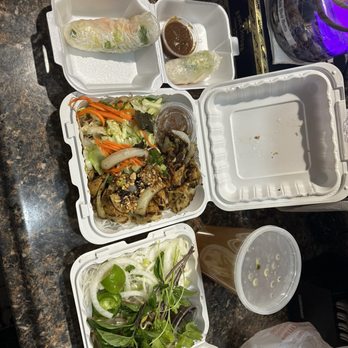 Pho Quyen Vietnamese Restaurant - Pho and V4. Tofu Stir Fried Lemongrass on Rice Vermicelli Bowl and A2a. Fresh Shrimp Spring Rolls - Vietnamese Near Me - Pinellas Park, Florida