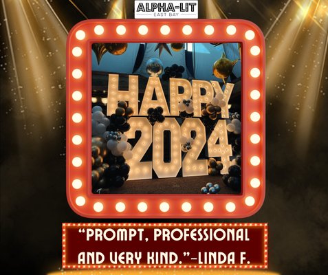 "Prompt, professional, and very kind." -Linda F. - Marquee Light Rentals Marquee Number Rentals Best Marquee Light Rentals East Bay Party Marquee Light Rentals Near Me Graduation Prom & More "Prompt, professional, and very kind." -Linda F. - Marquee Light Rentals Marquee Number Rentals Best Marquee Light Rentals East Bay Party Marquee Light Rentals Near Me Graduation Prom & More