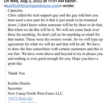 New Caney Fence LLC - REPLY FROM KAITLIN - Fences & Gates Near Me New Caney Fence LLC - REPLY FROM KAITLIN - Fences & Gates Near Me