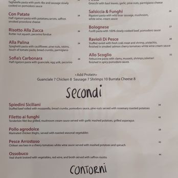 Trattoria Da Sofia - Right side of the menu - Italian Near Me - San Diego, California Trattoria Da Sofia - Right side of the menu - Italian Near Me - San Diego, California