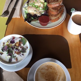 Sunbird Cape Cod - Quinoa Porridge, eggs and toast with coffee. Yummy!!! - New American Near Me - Orleans, Massachusetts