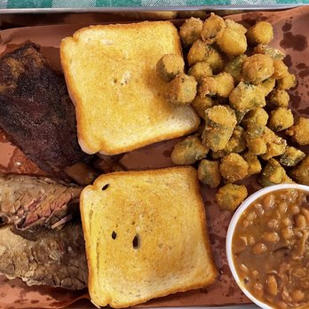 Blacksheep BBQ - Rib & Briscuit Combo (tasty, but the briscuit was extra 'fatty' today). - Burgers Near Me - Yellville, Arkansas