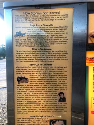 Menu photo 4 Storms Drive-In Restaurant Burnet, TX Menu photo 4 Storms Drive-In Restaurant Burnet, TX