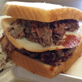 Tony DeMaria's Bar-B-Que - Dagwood Sandwich with juicy Brisket & homemade hot sauce - Barbeque Near Me - Waco, Texas Tony DeMaria's Bar-B-Que - Dagwood Sandwich with juicy Brisket & homemade hot sauce - Barbeque Near Me - Waco, Texas