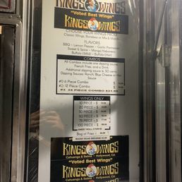the menu for king's wings