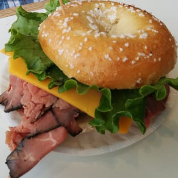Bodo's Bagels - Roast beef with cheddar cheese on salt bagel - Bagels Near Me - Charlottesville, Virginia