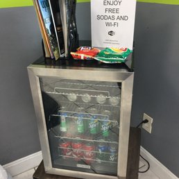Free soda and wi-fi while you wait. What's not to like