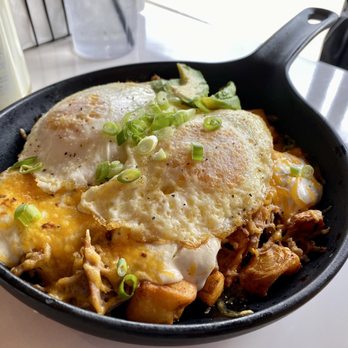 Bobcat Bonnie's Ferndale - Smothered potatoes with two eggs over medium - Gastropubs Near Me - Ferndale, Michigan