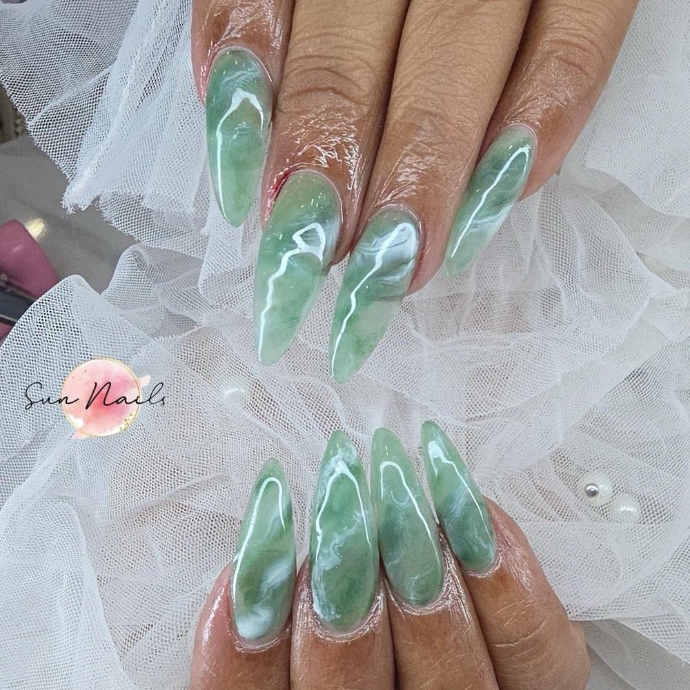 Sun Nail Salon - Marbled coffin to mimic my jade bracelet - Nail Salons Near Me - Augusta, Georgia Sun Nail Salon - Marbled coffin to mimic my jade bracelet - Nail Salons Near Me - Augusta, Georgia