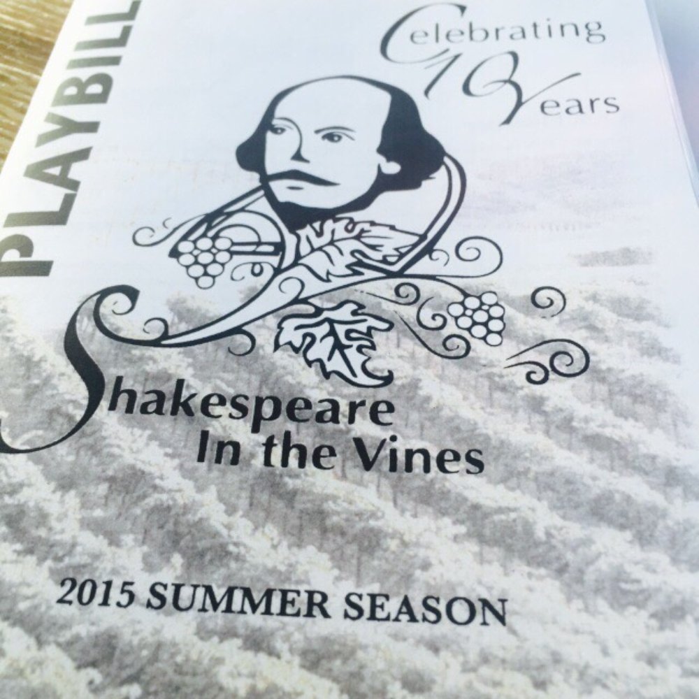 Playbill for Shakespeare in the Vines.