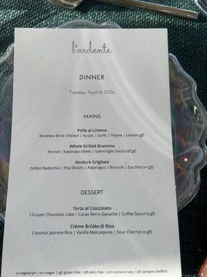 Menu photo 1 L'Ardente Washington, DC, DC