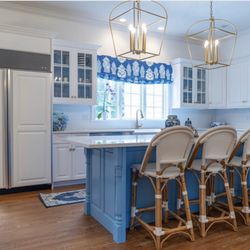 Thomas Mach Interiors - Sprayed kitchen cabinetry in Blue & White