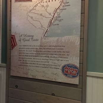 Jersey Mike's Subs - If you're able to read it and see closely, this is the history of this awesome franchise! - Sandwiches Near Me - Orange, California Jersey Mike's Subs - If you're able to read it and see closely, this is the history of this awesome franchise! - Sandwiches Near Me - Orange, California
