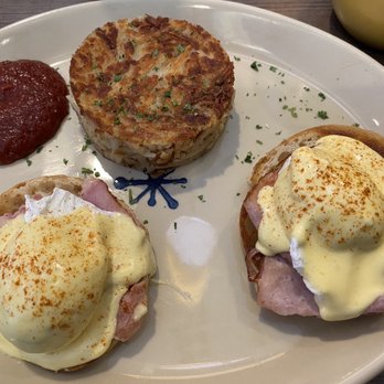 Snooze, an A.M. Eatery - Pic 2. Eggs Benedict. ketchup was added. - Breakfast & Brunch Near Me - Houston, Texas Snooze, an A.M. Eatery - Pic 2. Eggs Benedict. ketchup was added. - Breakfast & Brunch Near Me - Houston, Texas