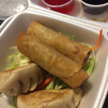 Noble Palace II - A couple leftover potstickers and egg rolls. Normally there would be 6 potstickers and 3 egg rolls. - Chinese Near Me - Everett, Washington Noble Palace II - A couple leftover potstickers and egg rolls. Normally there would be 6 potstickers and 3 egg rolls. - Chinese Near Me - Everett, Washington
