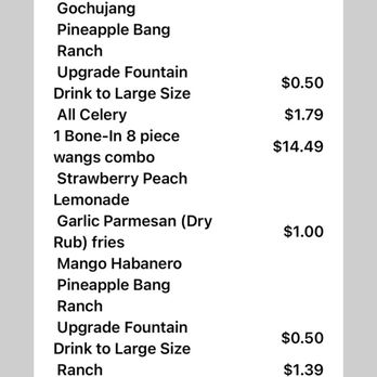 Wang Shack - The receipt - Chicken Wings Near Me - Katy, Texas