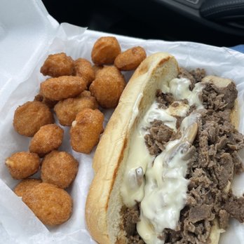 Randalls Grill - philly with corn nuggets - Burgers Near Me - Lincolnton, North Carolina