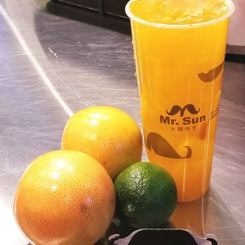 Mr. Sun Tea - Mango green tea with konjac - Bubble Tea Near Me - Markham, Ontario