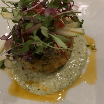 Opus Bistro & Steakhouse - Crab cake presentation was beautiful and tasted amazing! - New American Near Me - League City, Texas