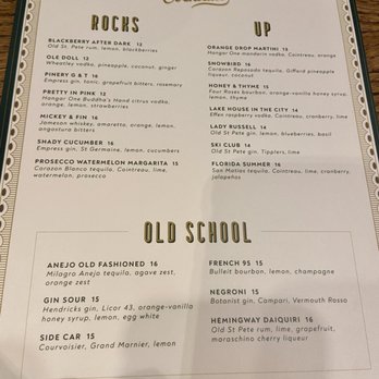 The Pinery - Cocktail menu - American Near Me - Orlando, Florida The Pinery - Cocktail menu - American Near Me - Orlando, Florida