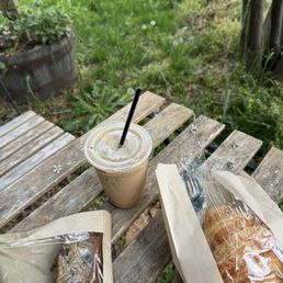 Outdoor area and bakery items and a large Outdoor area and bakery items and a large