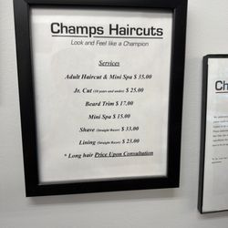 Champs Haircuts - Rates as of 10/09/2026
