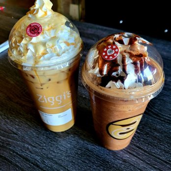 Ziggi's Coffee - A caramel macchiato and a Mile High Twist. Look at the cute Vday sticker! - Coffee & Tea Near Me - Chandler, Arizona
