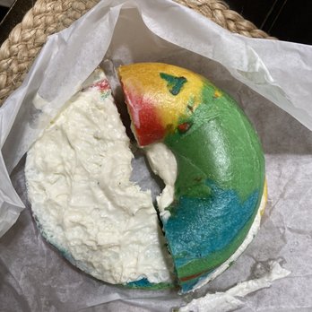 Memo's Bagel Cafe - Plain Rainbow Bagel - Cafes Near Me - El Cajon, California