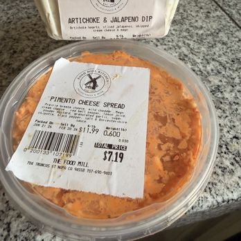 The Food Mill Kitchen - Pimento Cheese spread $11.99 a pound. Artichoke & Jalapeno Dip $10.99 a pound - Sandwiches Near Me - Napa, California The Food Mill Kitchen - Pimento Cheese spread $11.99 a pound. Artichoke & Jalapeno Dip $10.99 a pound - Sandwiches Near Me - Napa, California