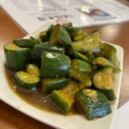 Smashed Cucumber. Crispy. Well seasoned. A little tangy. A little spicy, but just the right spices. Smashed Cucumber. Crispy. Well seasoned. A little tangy. A little spicy, but just the right spices.