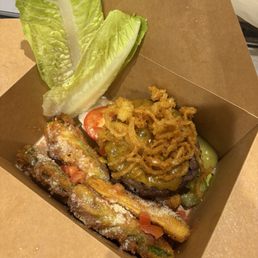 Burger and zucchini fries Burger and zucchini fries