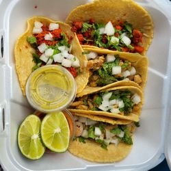 Taco Fiesta - Al Pastor, Chicken, and Shrimp. All ranged from "Very Good" to "OUTSTANDING".