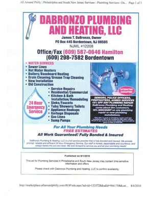 Dabronzo Plumbing & Heating Logo