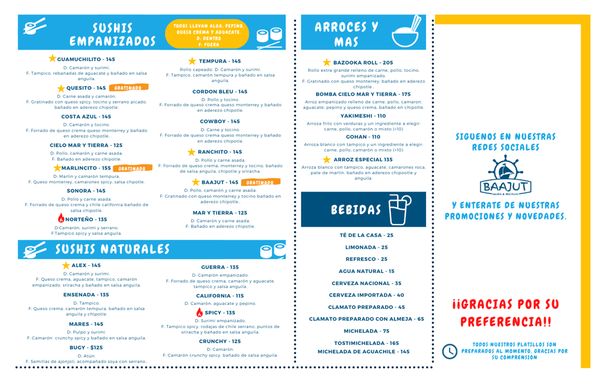 Menu photo 1 Baajut Sushis y Mariscos Ensenada, BCN Menu photo 1 Baajut Sushis y Mariscos Ensenada, BCN