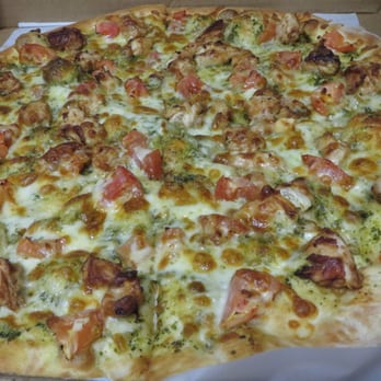 Rock City Pizza - large Chicken Pesto Supreme $16.99 (Pizza Cheese, Pesto, Tomato and Chicken) 8/2014 - Pizza Near Me - Allston, Massachusetts Rock City Pizza - large Chicken Pesto Supreme $16.99 (Pizza Cheese, Pesto, Tomato and Chicken) 8/2014 - Pizza Near Me - Allston, Massachusetts