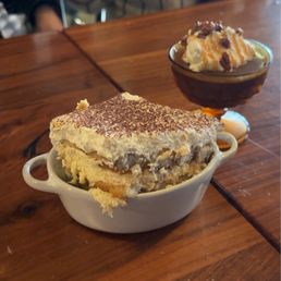 Tiramisu and chocolate turtle dessert Tiramisu and chocolate turtle dessert
