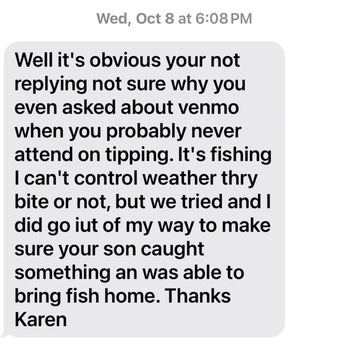 UFO Parasail - 2nd text from Captain Steven before he called me to yell and swear at me for not responding - Boat Charters Near Me - Lahaina, Hawaii UFO Parasail - 2nd text from Captain Steven before he called me to yell and swear at me for not responding - Boat Charters Near Me - Lahaina, Hawaii