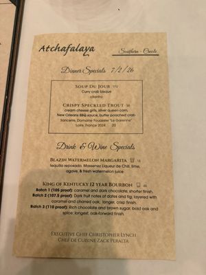 Menu photo 5 Atchafalaya New Orleans, LA