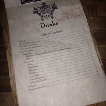 The Blind Donkey - Drink Menu. - Whiskey Bars Near Me - Long Beach, California